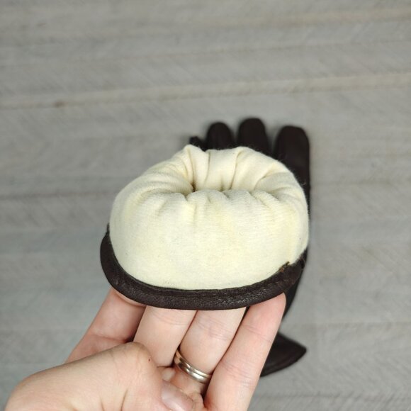 Vintage Women's Winter Gloves Dark Brown Leather Lined Size Large - Picture 3 of 4